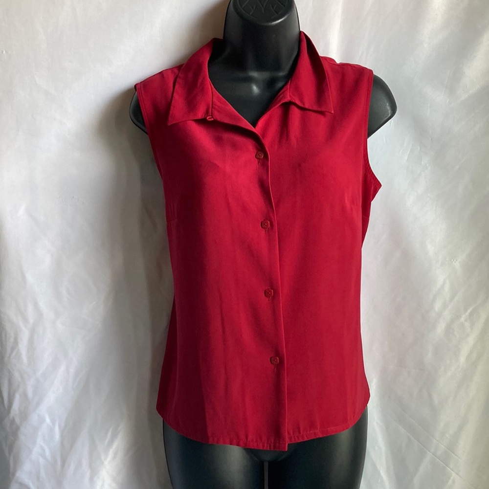 Laura Scott Red Buttoned Front Tank Top Blouse Size 12P